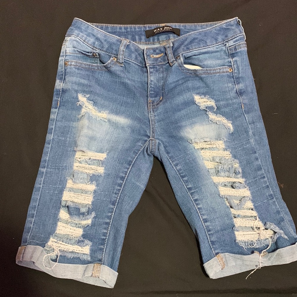 Wax Jean Blue Jean Ripped Shorts Size S